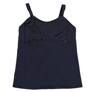 Lands' End Navy‎ Blue & White Polka Dot Swim Top Tankini Size 18L